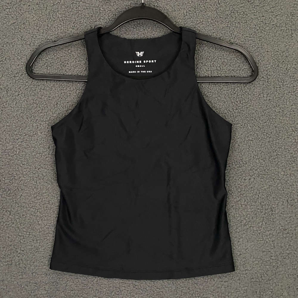 Heroine Sport Tank Top‎ size Small Black Stretch Gloss Shiny Yoga Gym Running